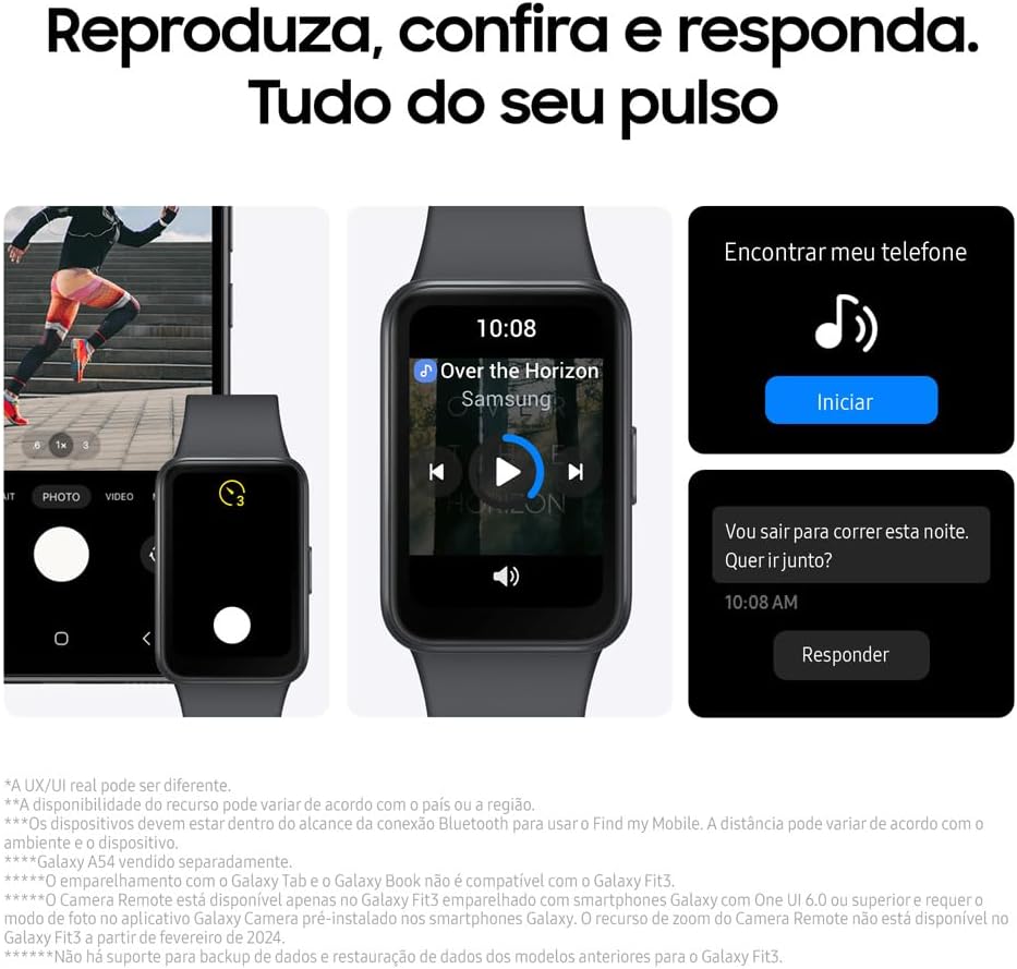 Smartwatch Samsung Galaxy Fit3 Display 1.6" Grafite Novo